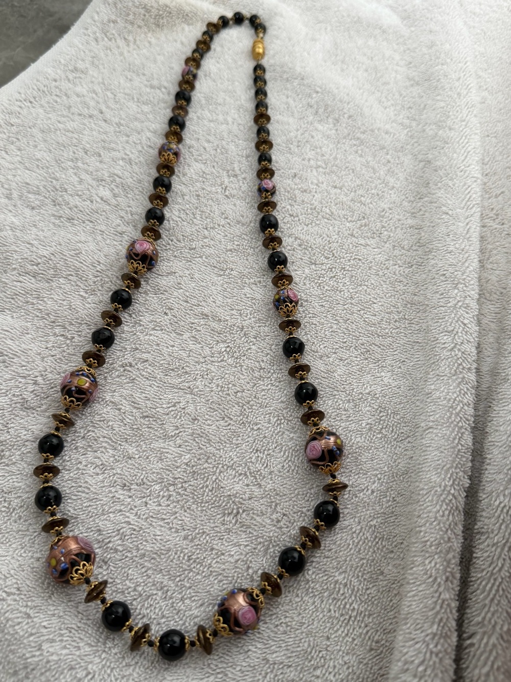 Murano Glass Wedding Cake Bead Necklace